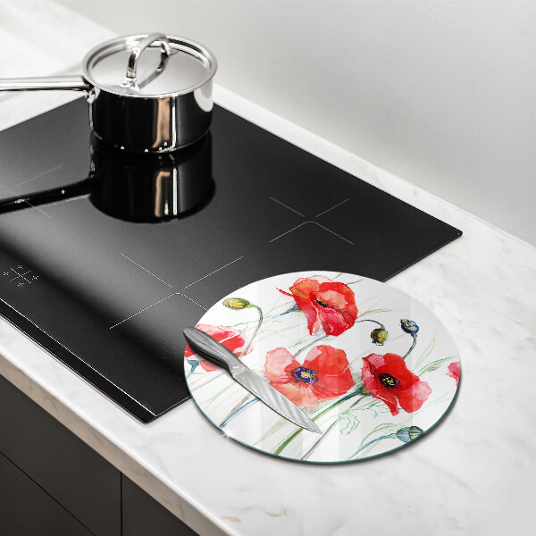 Glass worktop saver Red flowers