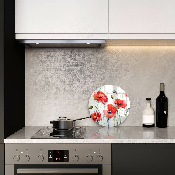 Glass worktop saver Red flowers