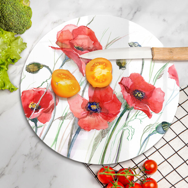 Glass worktop saver Red flowers