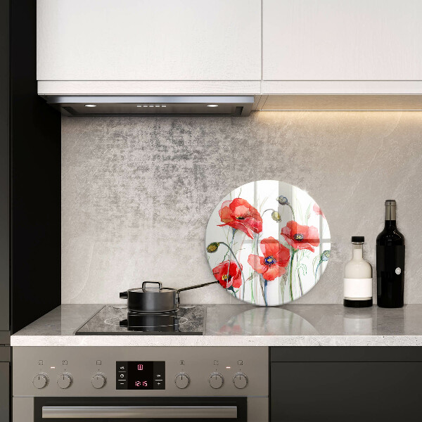 Glass worktop saver Red flowers