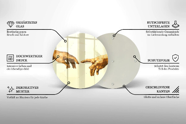 Chopping board Creation of Adam hands