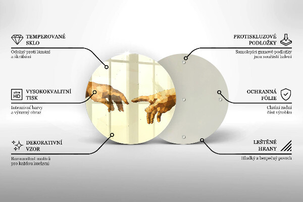 Chopping board Creation of Adam hands