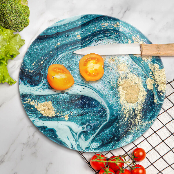 Cutting board Blue abstraction gold