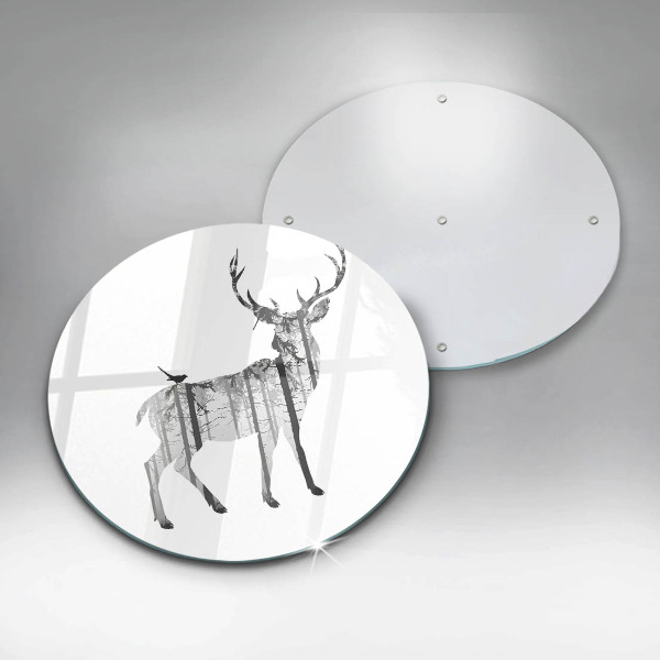 Glass worktop protector Illustration of deer and forest