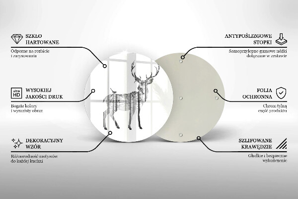 Glass worktop protector Illustration of deer and forest