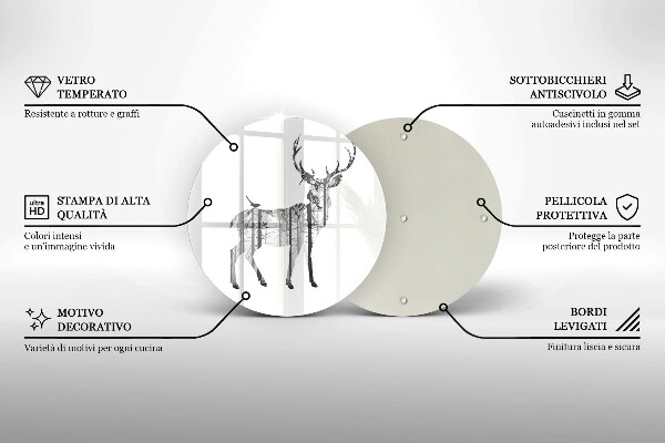 Glass worktop protector Illustration of deer and forest