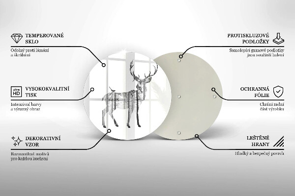 Glass worktop protector Illustration of deer and forest