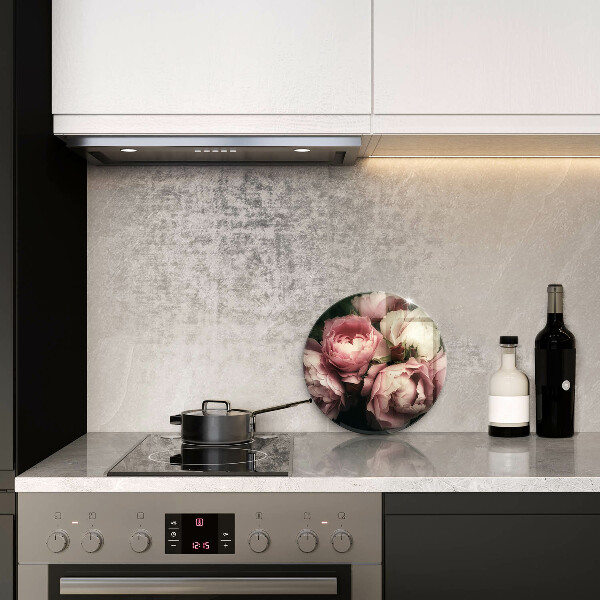 Chopping board glass Peony flowers