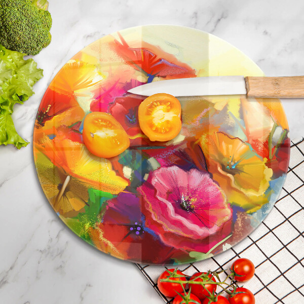 Kitchen worktop protector Painted colorful flowers