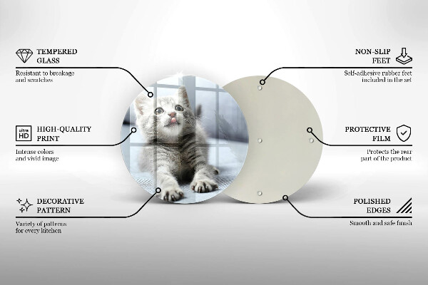 Glass worktop protector Little cute kitty