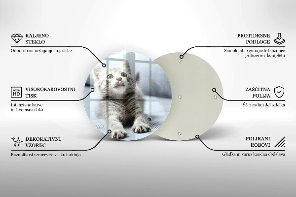 Glass worktop protector Little cute kitty