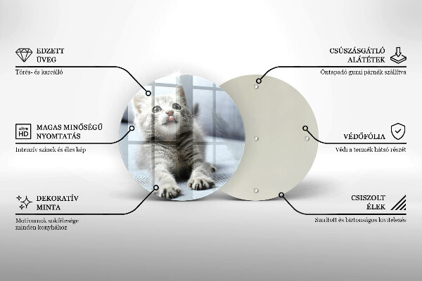 Glass worktop protector Little cute kitty