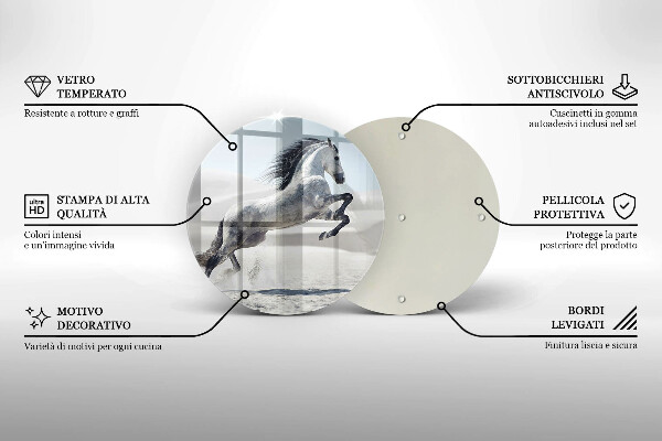 Glass worktop saver White Romanian horse