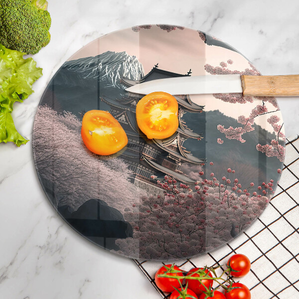 Chopping board Japanese building landscape