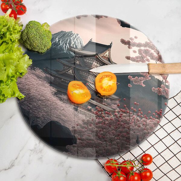 Chopping board Japanese building landscape