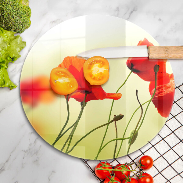 Glass worktop saver Red flowers