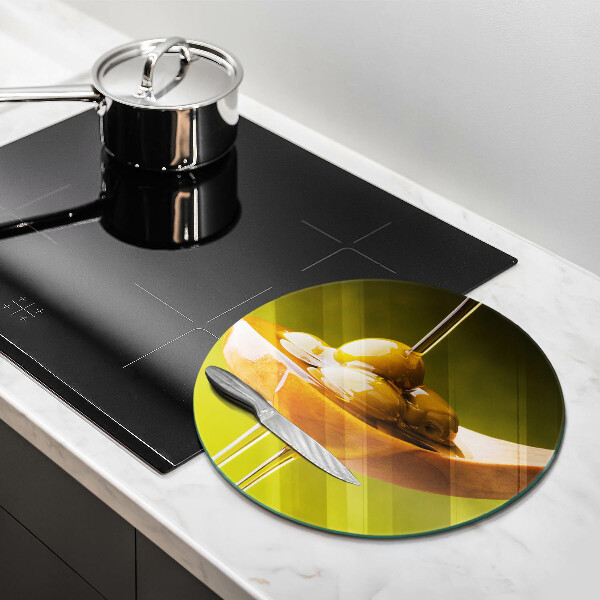 Glass worktop saver Oliwa and olives