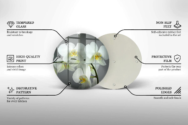 Glass worktop saver White orchid flowers