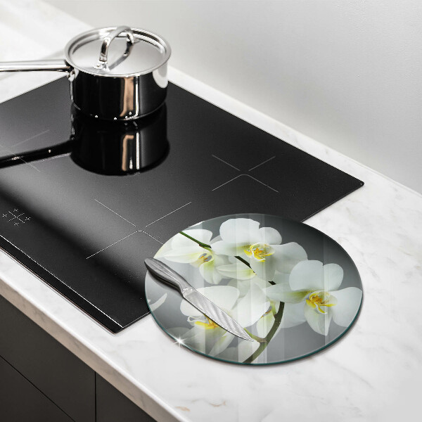 Glass worktop saver White orchid flowers