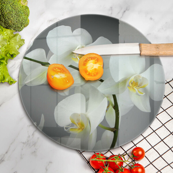 Glass worktop saver White orchid flowers