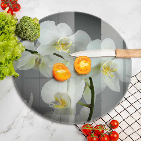 Glass worktop saver White orchid flowers