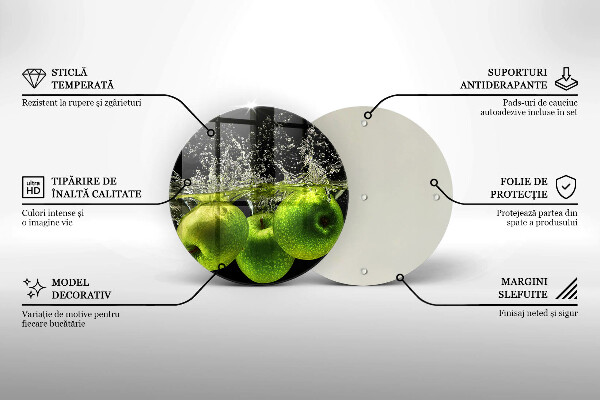 Glass worktop protector Green apples and water