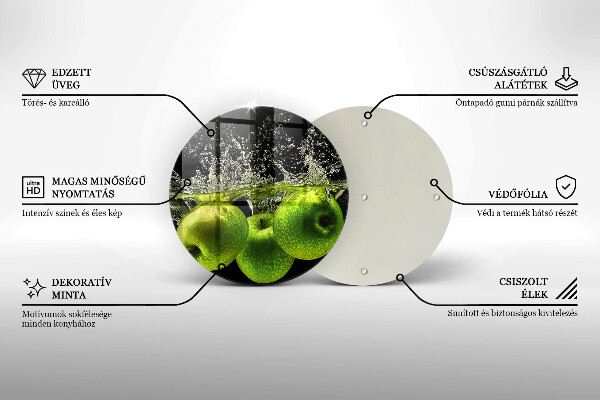 Glass worktop protector Green apples and water