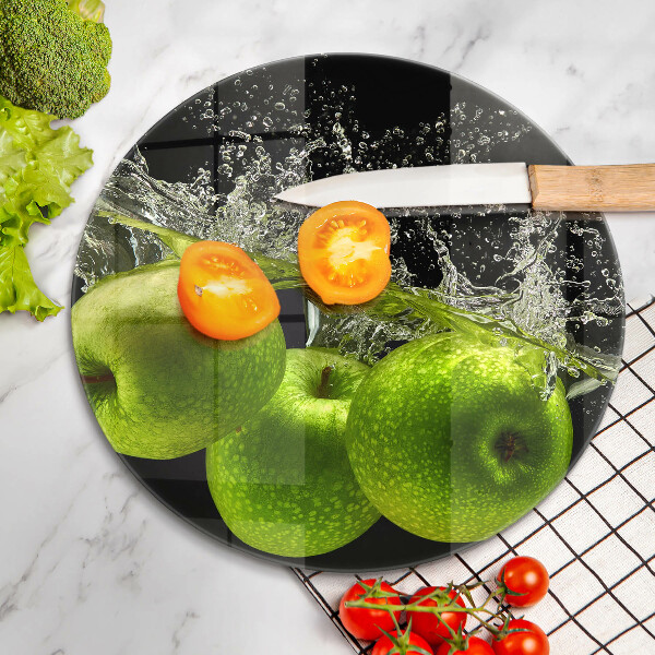 Glass worktop protector Green apples and water