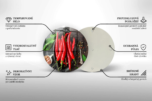 Glass worktop protector Red chili peppers