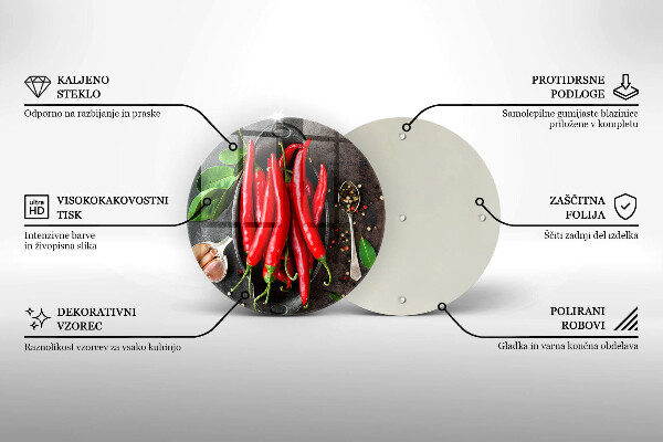 Glass worktop protector Red chili peppers