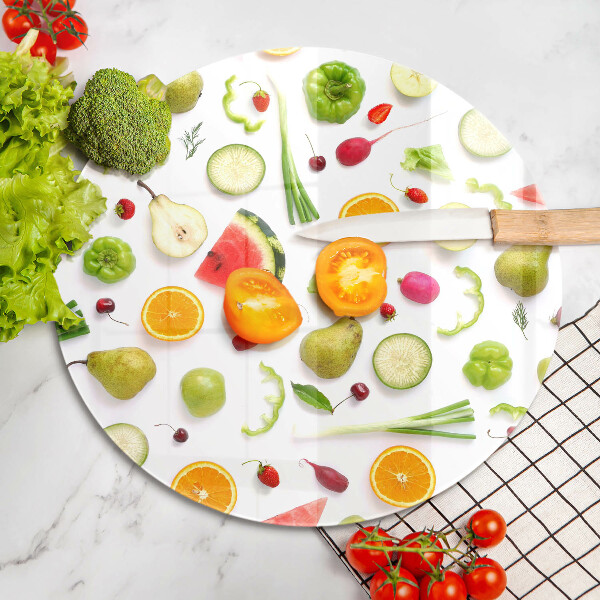 Glass worktop protector Fruit and vegetables pattern