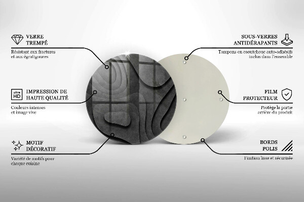 Glass worktop protector 3D stone shapes