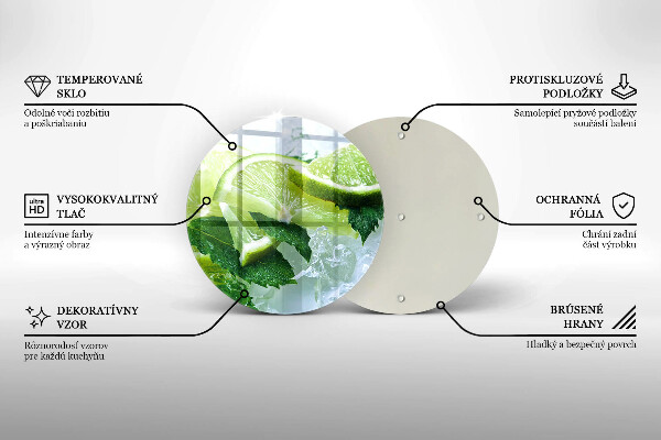 Chopping board glass Lime mint and ice