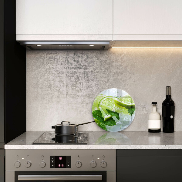 Chopping board glass Lime mint and ice