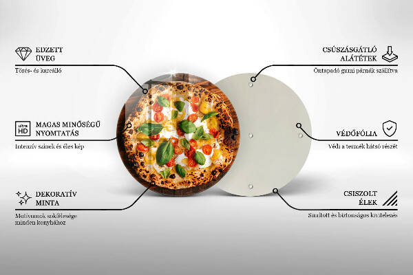 Chopping board glass Italian pizza