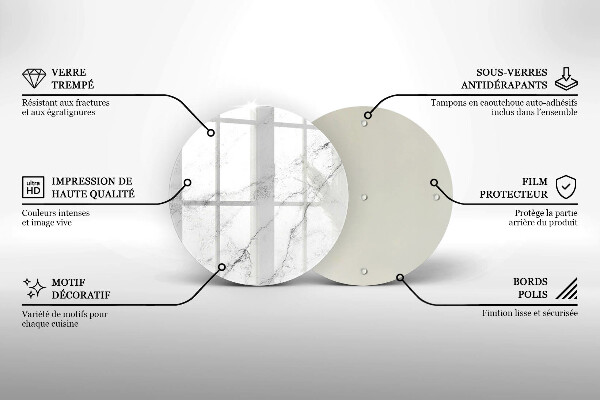Glass worktop protector Elegant marble texture