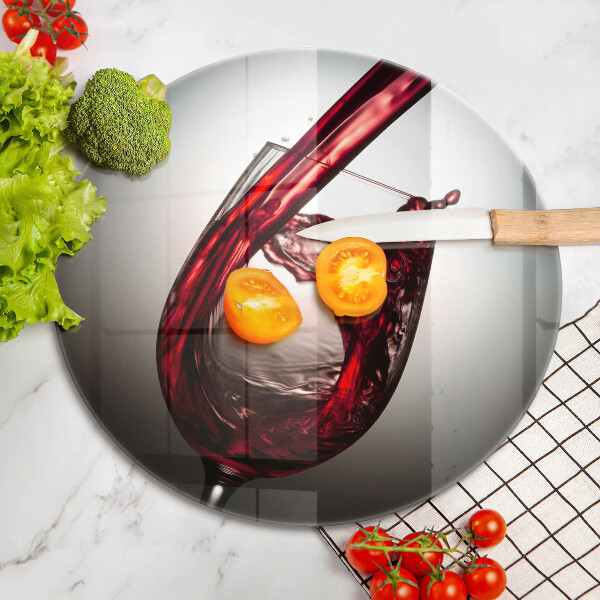 Chopping board Glass and red wine