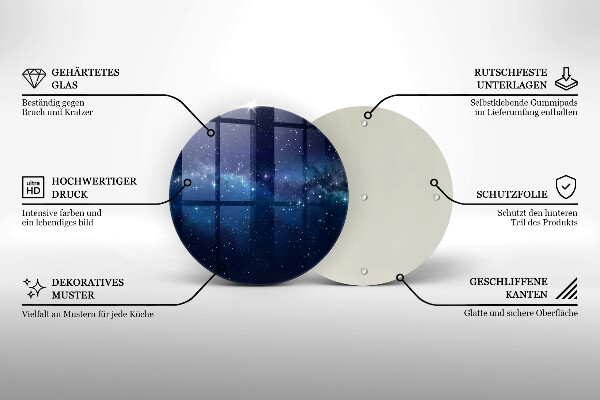 Chopping board glass Space and stars