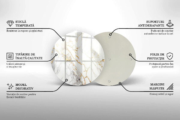 Cutting board Light marble with gold