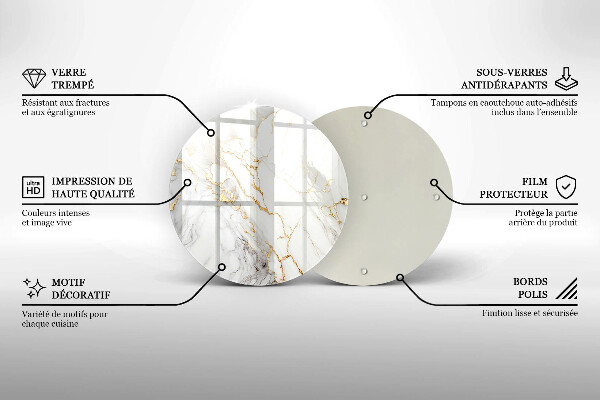 Cutting board Light marble with gold