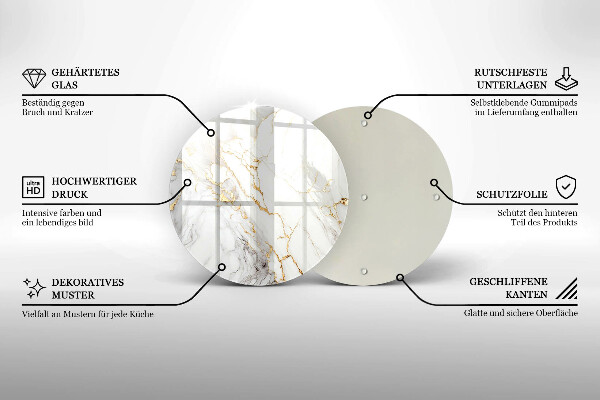 Cutting board Light marble with gold