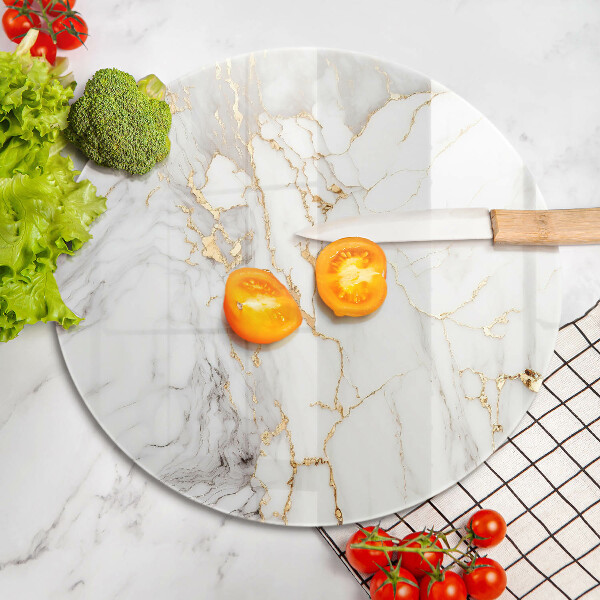 Cutting board Light marble with gold