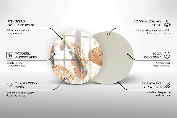 Chopping board Boho feathers and leaves