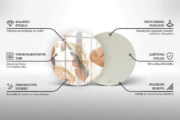 Chopping board Boho feathers and leaves