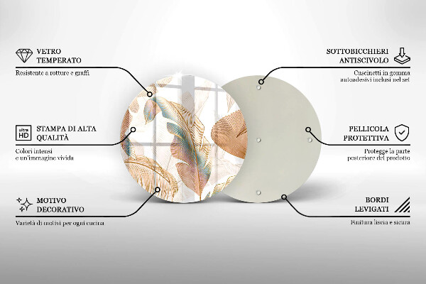 Chopping board Boho feathers and leaves