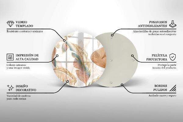 Chopping board Boho feathers and leaves