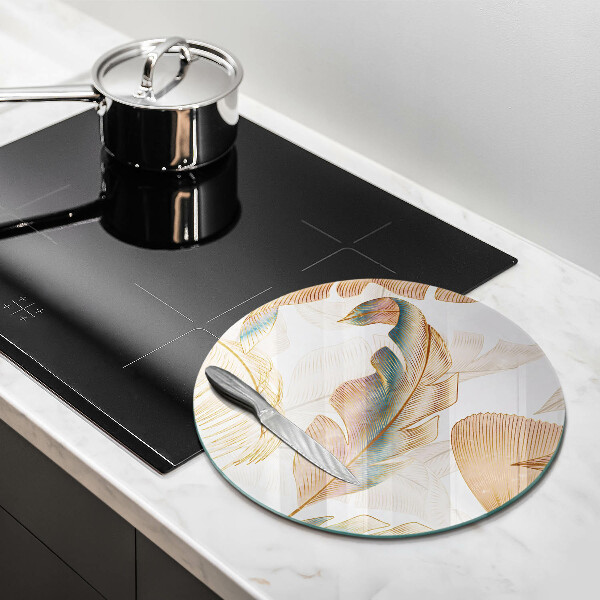 Chopping board Boho feathers and leaves