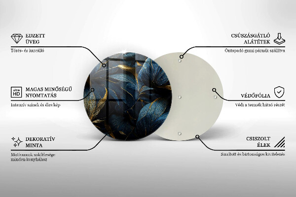 Chopping board Decorative leaves with gold