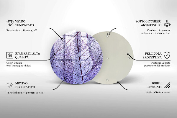 Glass cutting board Leaves with veins