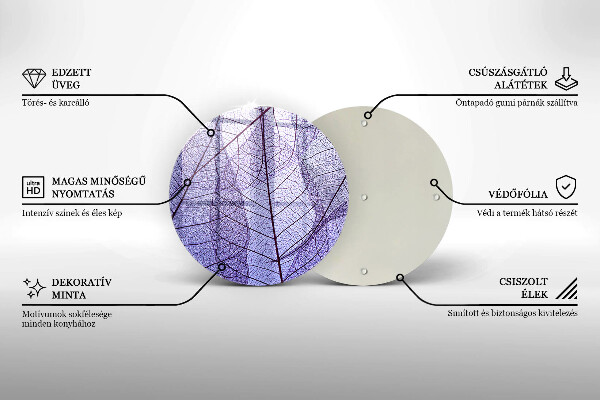 Glass cutting board Leaves with veins